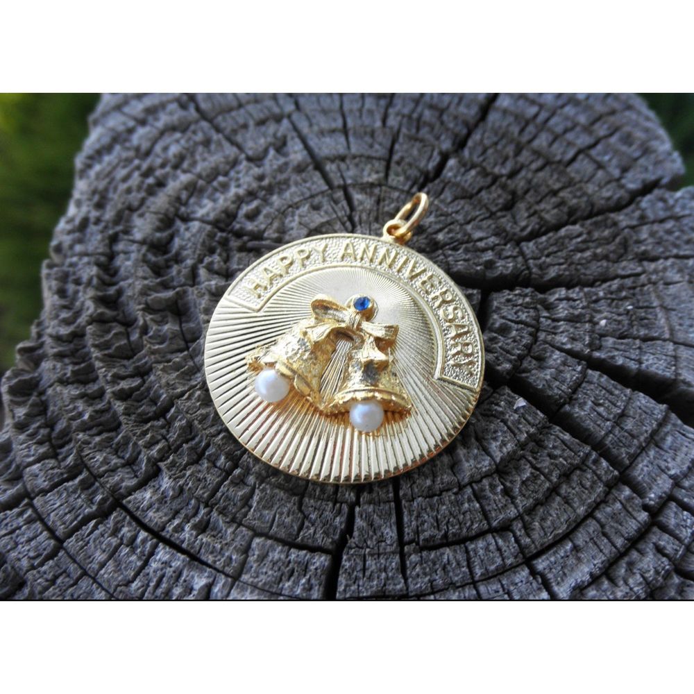 Vintage Happy Anniversary Charm/ Pendant-House of Borvani Anniversary Necklace - Picture 3 of 6